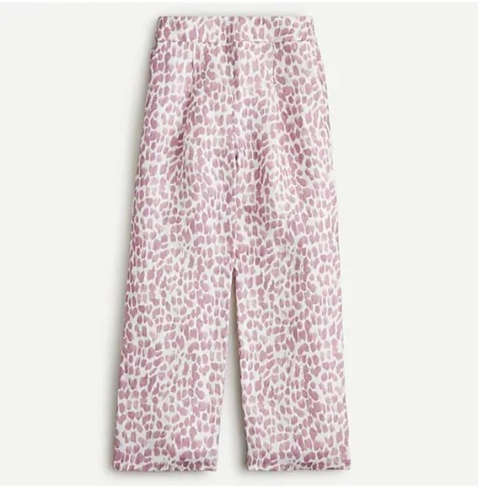 *J. Crew Giraffe Print Lilac Wide Leg Pant Sz Tall 0